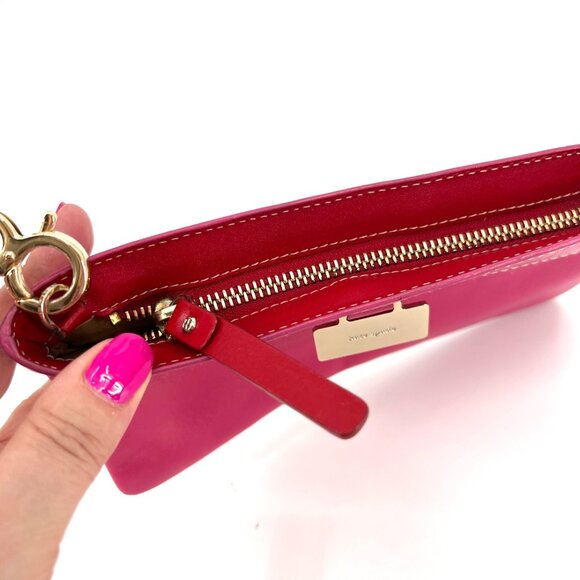 Kate Spade Pink Leather Wristlet Barbie Pink Polka Dot Lining - Picture 4 of 8